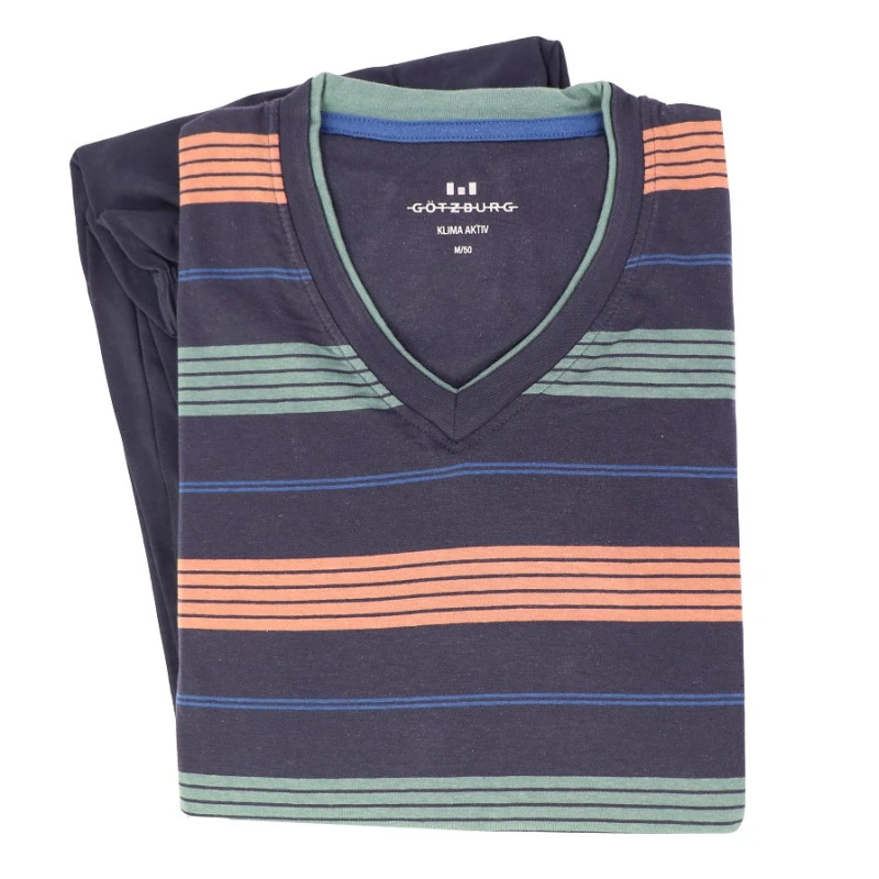Götzburg Pyjama Tricot | Navy Terra Gestreept