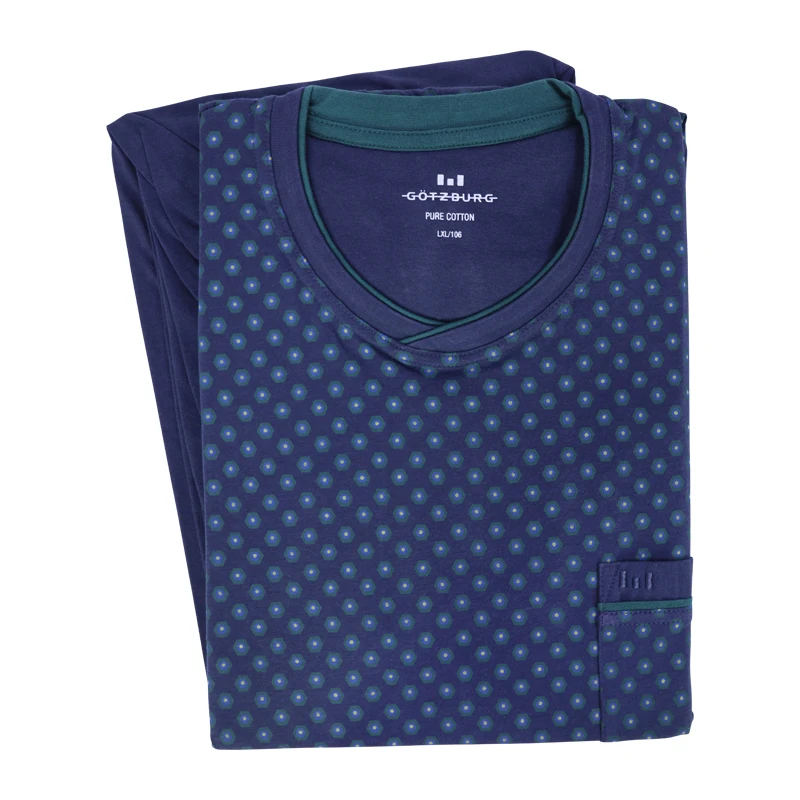 Götzburg Pyjama Tricot | Marine Groen Print | www.pietkoopmans.nl