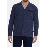 Götzburg Pyjama Tricot Doorknoop | Kobalt Taupe Print | www.pietkoopmans.nl