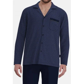Götzburg Pyjama Tricot Doorknoop | Kobalt Taupe Print