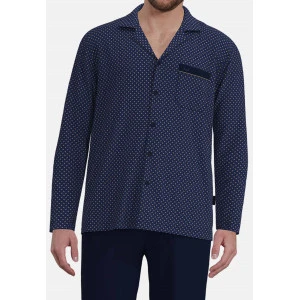 Götzburg Pyjama Tricot Doorknoop | Kobalt Taupe Print