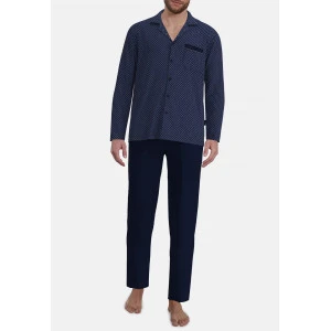 Götzburg Pyjama Tricot Doorknoop | Kobalt Taupe Print