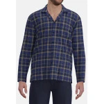 Götzburg Pyjama Flanel | Kobalt Bruin Geblokt | www.pietkoopmans.nl
