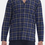 Götzburg Pyjama Flanel | Kobalt Bruin Geblokt | www.pietkoopmans.nl