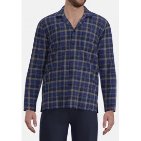 Götzburg Pyjama Flanel | Kobalt Bruin Geblokt