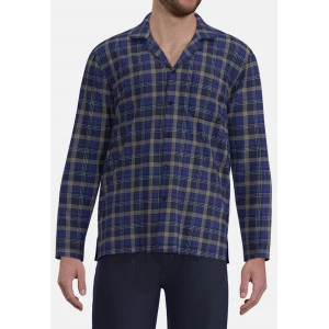Götzburg Pyjama Flanel | Kobalt Bruin Geblokt