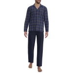 Götzburg Pyjama Flanel | Kobalt Bruin Geblokt | www.pietkoopmans.nl