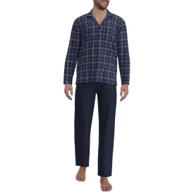Götzburg Pyjama Flanel | Kobalt Bruin Geblokt