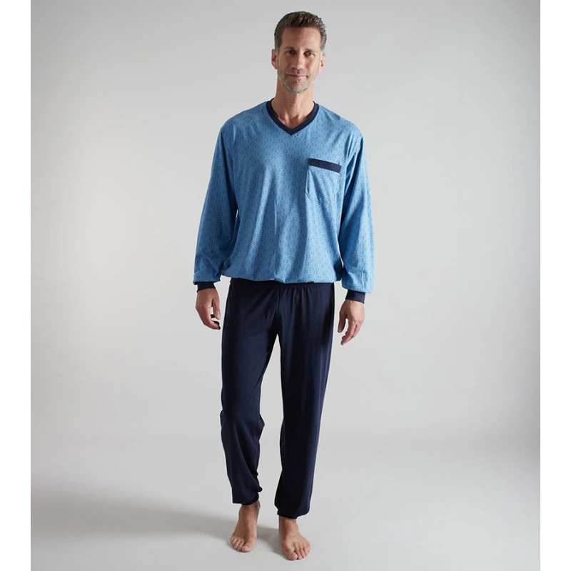 Götzburg Heren Pyjama | Lichtblauw Print | www.pietkoopmans.nl