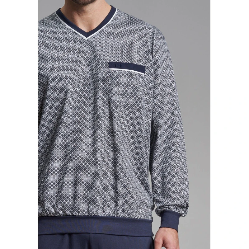 Götzburg Pyjama Tricot | Marine Print | www.pietkoopmans.nl