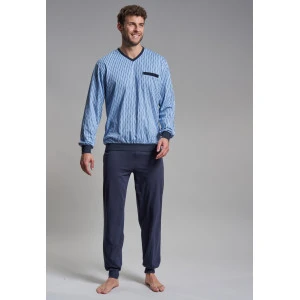 Götzburg Pyjama Tricot | Lichtblauw Gestreept