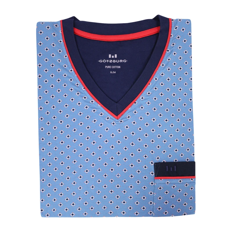 Götzburg Nachthemd Korte Mouw | Indigo Rood Print | www.pietkoopmans.nl