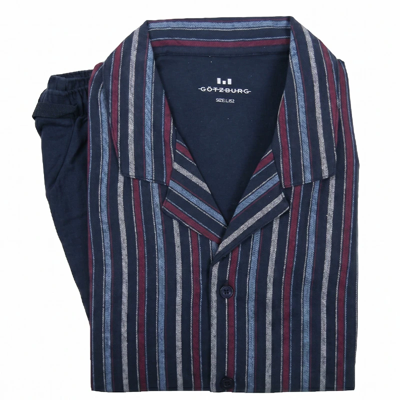 Gotzburg Pyjama Flanel | Bordeaux Blauw Gestreept