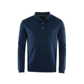 Hajo Polo Lange Mouw Soft | Jeansblauw Gemeleerd