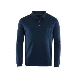 Hajo Polo Lange Mouw Soft | Jeansblauw Gemeleerd