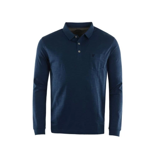 Hajo Polo Lange Mouw Soft | Jeansblauw Gemeleerd | www.pietkoopmans.nl