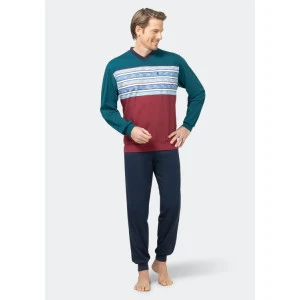 Hajo Pyjama V Hals | Groen Gestreept