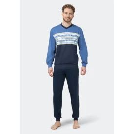 Hajo Pyjama V Hals | Geel Gestreept