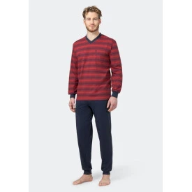 Hajo Pyjama V Hals | Bordo Gestreept