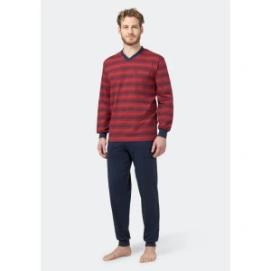 Hajo Pyjama V Hals | Bordo Gestreept