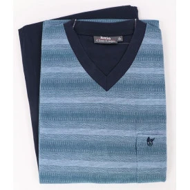 Hajo Pyjama V Hals | Azuur Gestreept