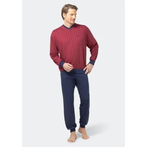 Hajo Pyjama V Hals | Rood Print
