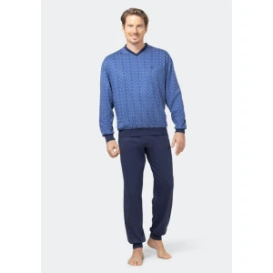 Hajo Pyjama V Hals | Indigo Print