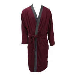 Hajo Badstof Badjas | Bordeaux Gestreept