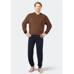 Hajo Badstof Pyjama | Camel Gestreept | www.pietkoopmans.nl
