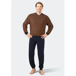 Hajo Badstof Pyjama | Camel Gestreept