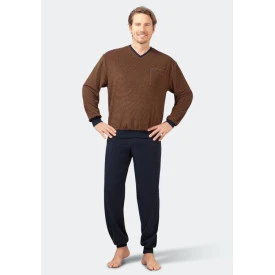 Hajo Badstof Pyjama | Camel Gestreept