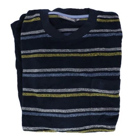 Hajo Badstof Pyjama | Marine Geel Gestreept