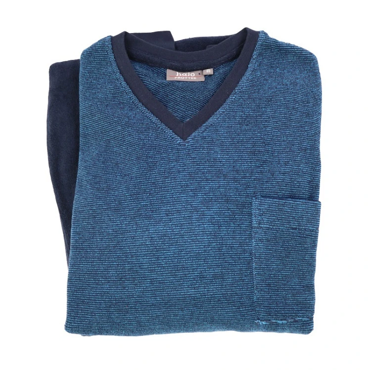 Hajo Badstof Pyjama | Blauw Fijn Gestreept | www.pietkoopmans.nl