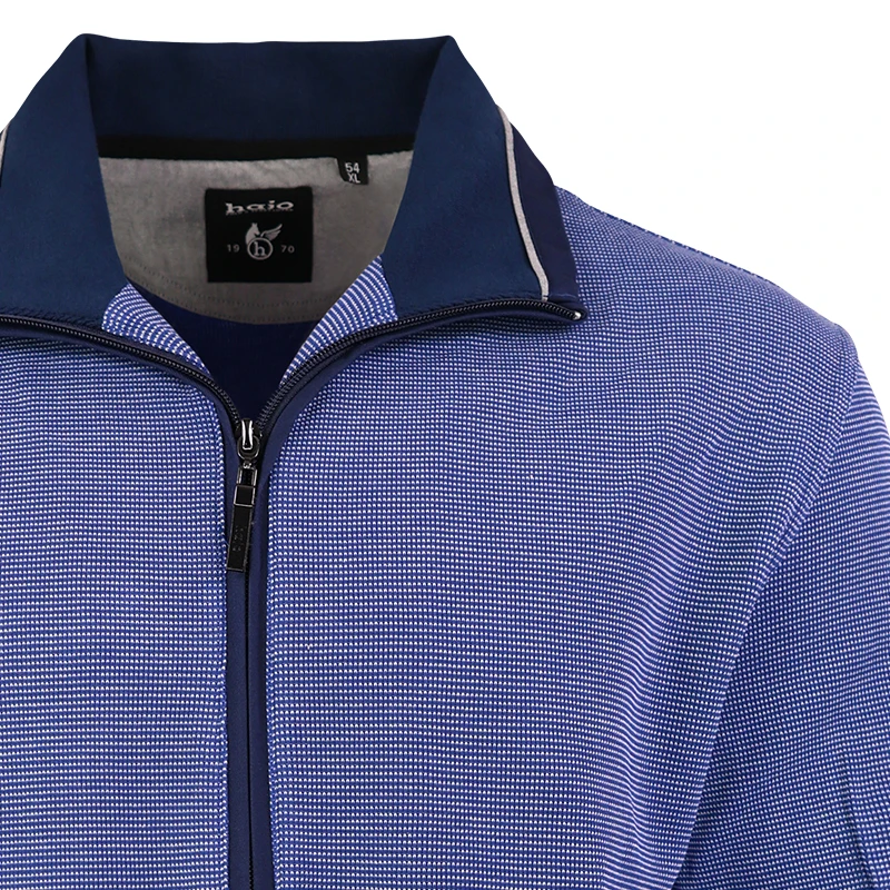 Hajo sportief herenvest Blauw met kobalt kraag en ritssluiting