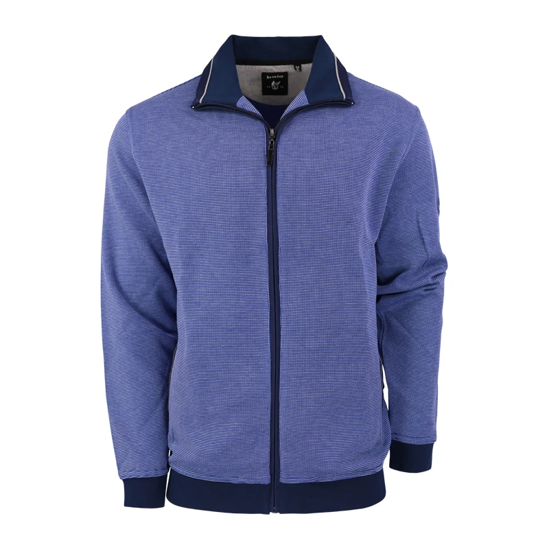 Hajo sportief herenvest Blauw met kobalt kraag en ritssluiting
