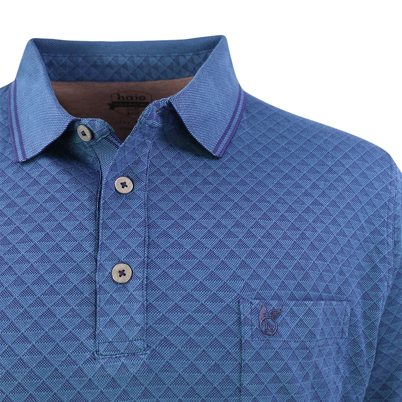 Hajo Herenpolo Lange Mouw | Indigo Print | www.pietkoopmans.nl