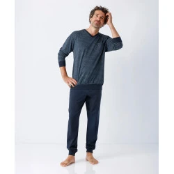 Hajo Tricot Herenpyjama | Marineblauw met Print