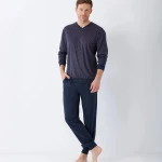 Hajo Tricot Herenpyjama | Marineblauw Rood Print |  www.pietkoopmans.nl