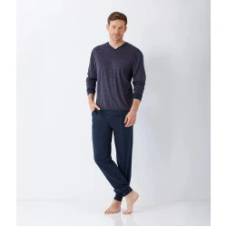 Hajo Tricot Herenpyjama | Marineblauw Rood Print