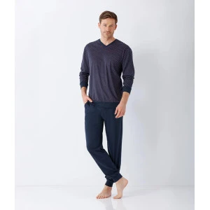 Hajo Tricot Herenpyjama | Marineblauw Rood Print