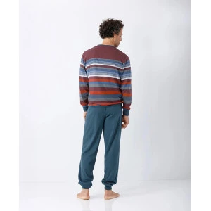 Hajo Extra Lange Herenpyjama | Bordeaux Gestreept