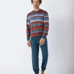 Hajo Extra Lange Pyjama Herenpyjama | Bordeaux Gestreept | www.pietkoopmans.nl