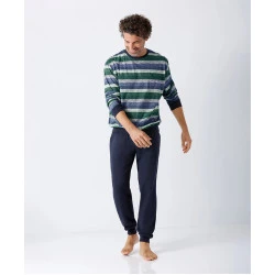 Hajo Tricot Herenpyjama | Groen Gestreept