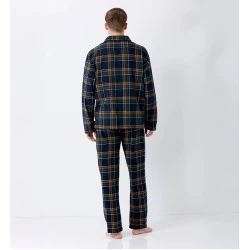Hajo Pyjama Flanel | Marine Brique Geruit