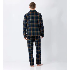 Hajo Pyjama Flanel | Marine Brique Geruit