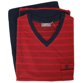 Hajo Pyjama V Hals | Gestreept Rood