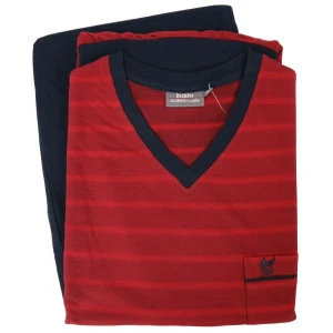 Hajo Pyjama V Hals | Gestreept Rood