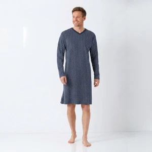 Hajo Nachthemd Lange Mouw | Marine Wit Geprint
