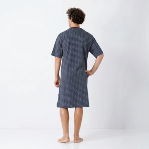 Hajo Nachthemd Korte Mouw | Marine Wit Geprint