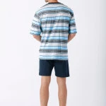 Hajo Shortama V Hals | Aqua Navy Gestreept | www.pietkoopmans.nl
